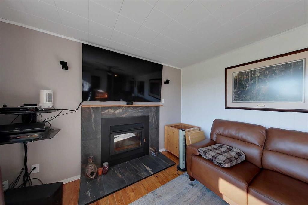 734041 Range Road, Wagner, AB - Indoor Photo Showing Living Room With Fireplace
