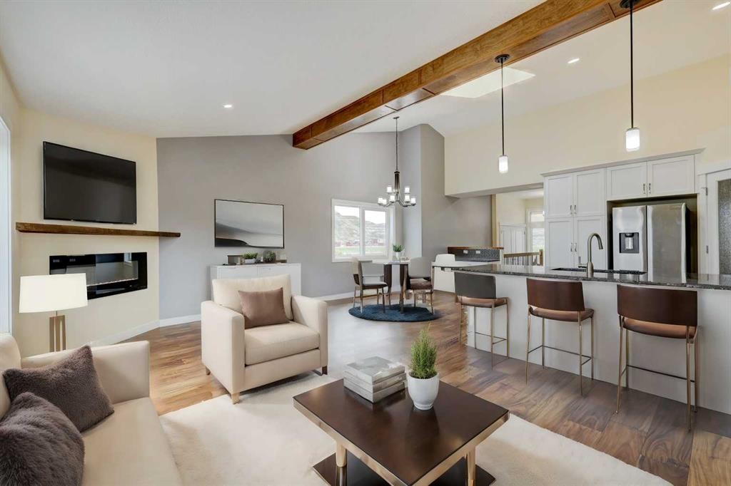 22 Garden Way, Drumheller, AB - Indoor With Fireplace