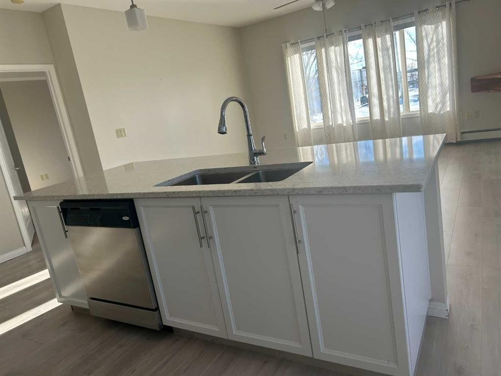 202-4403 67A Avenue, Olds, AB - Indoor Photo Showing Kitchen With Double Sink