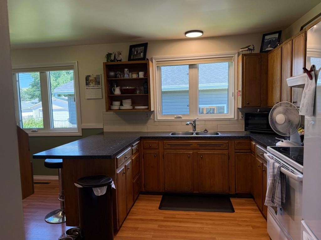 422 15 Street E, Drumheller, AB - Indoor Photo Showing Kitchen With Double Sink
