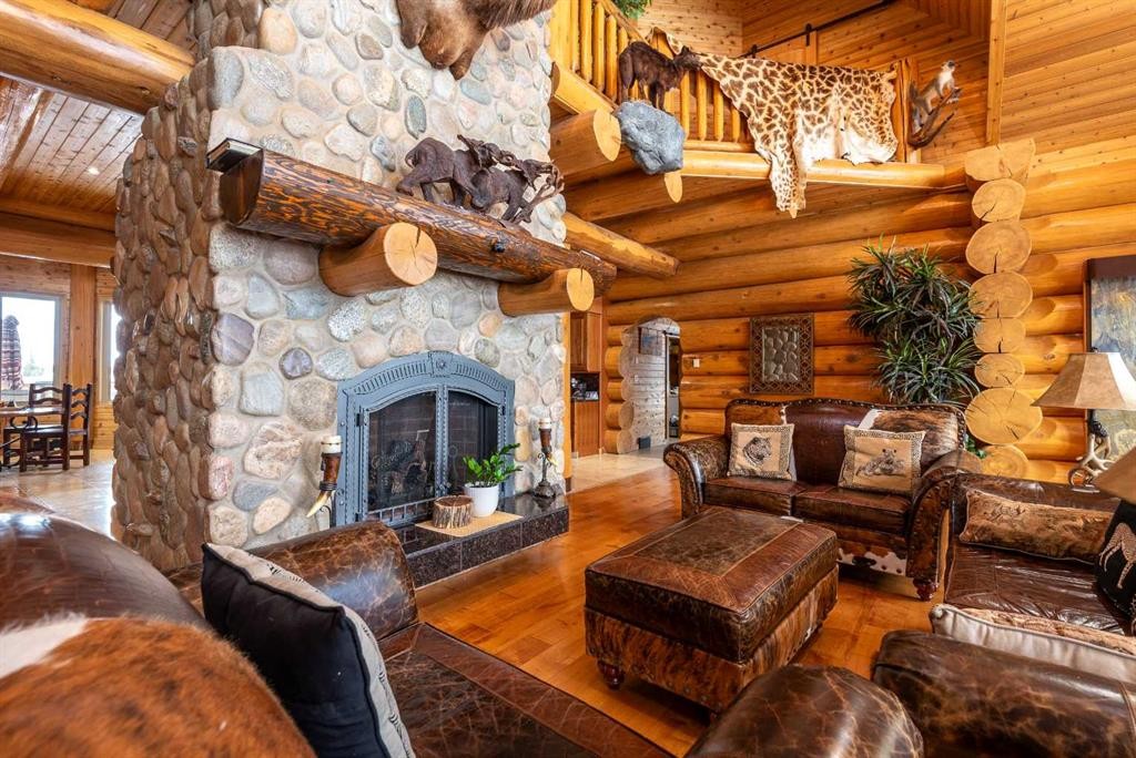 62407 Range Road 431, Ardmore, AB - Indoor Photo Showing Living Room With Fireplace