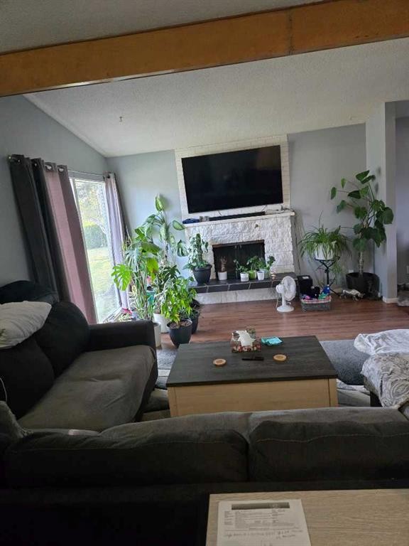5112 Maryvale Drive Ne, Calgary, AB - Indoor Photo Showing Living Room With Fireplace