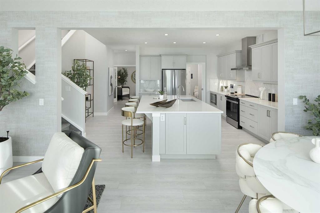 131 Wolf Creek Rise Se, Calgary, AB - Indoor Photo Showing Kitchen With Upgraded Kitchen