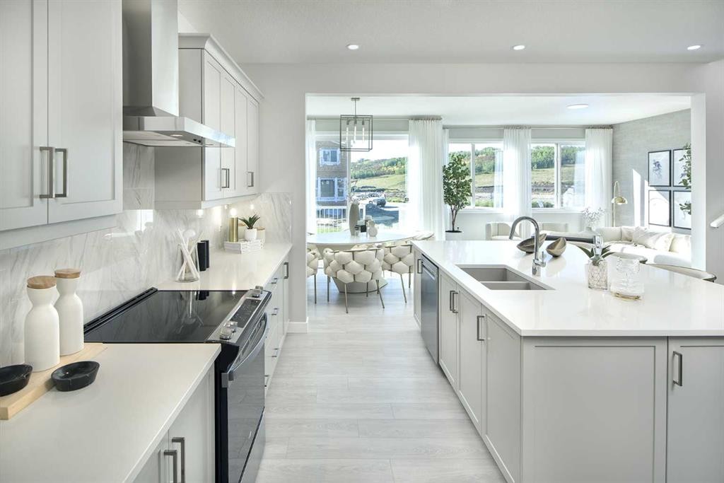 131 Wolf Creek Rise Se, Calgary, AB - Indoor Photo Showing Kitchen With Double Sink With Upgraded Kitchen