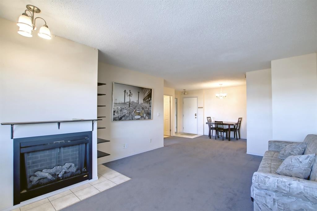 404-3727 42 Street Nw, Calgary, AB - Indoor Photo Showing Living Room With Fireplace