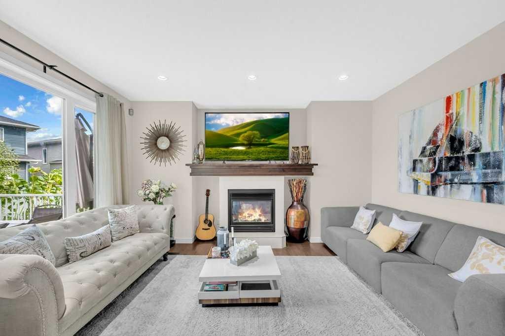 54 Redstone Mews Ne, Calgary, AB - Indoor Photo Showing Living Room With Fireplace