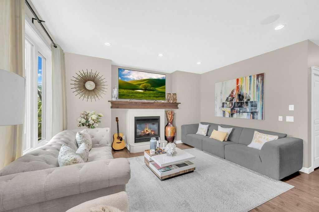 54 Redstone Mews Ne, Calgary, AB - Indoor Photo Showing Living Room With Fireplace