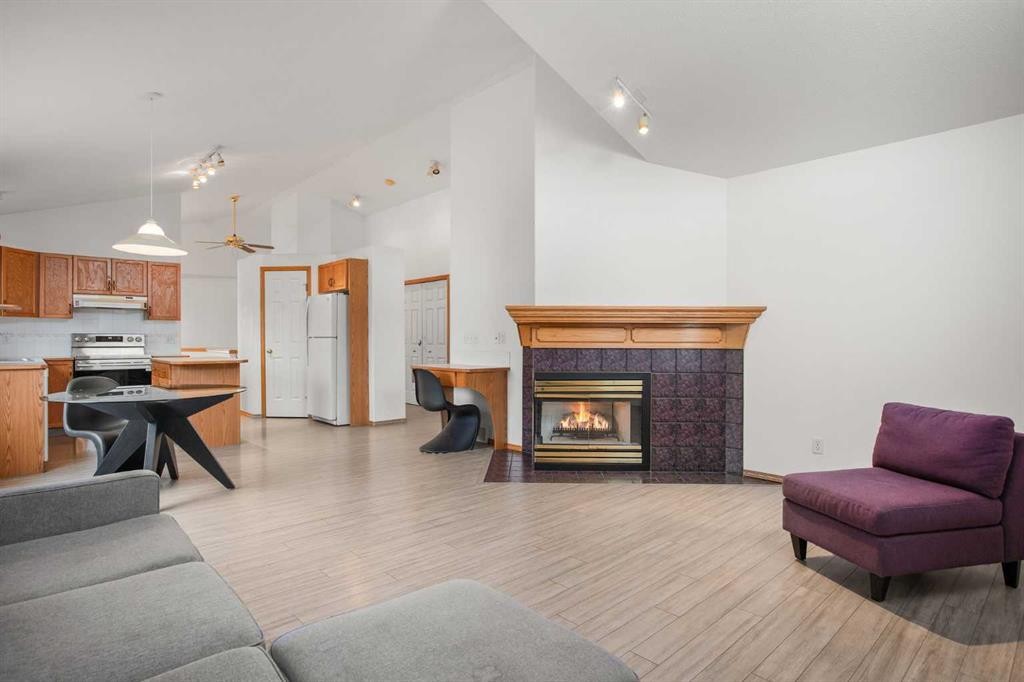 70 Anaheim Green Ne, Calgary, AB - Indoor Photo Showing Living Room With Fireplace