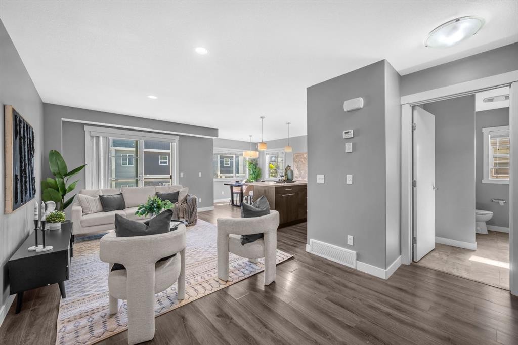 714 Redstone View Ne, Calgary, AB - Indoor Photo Showing Living Room