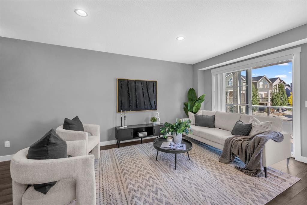 714 Redstone View Ne, Calgary, AB - Indoor Photo Showing Living Room