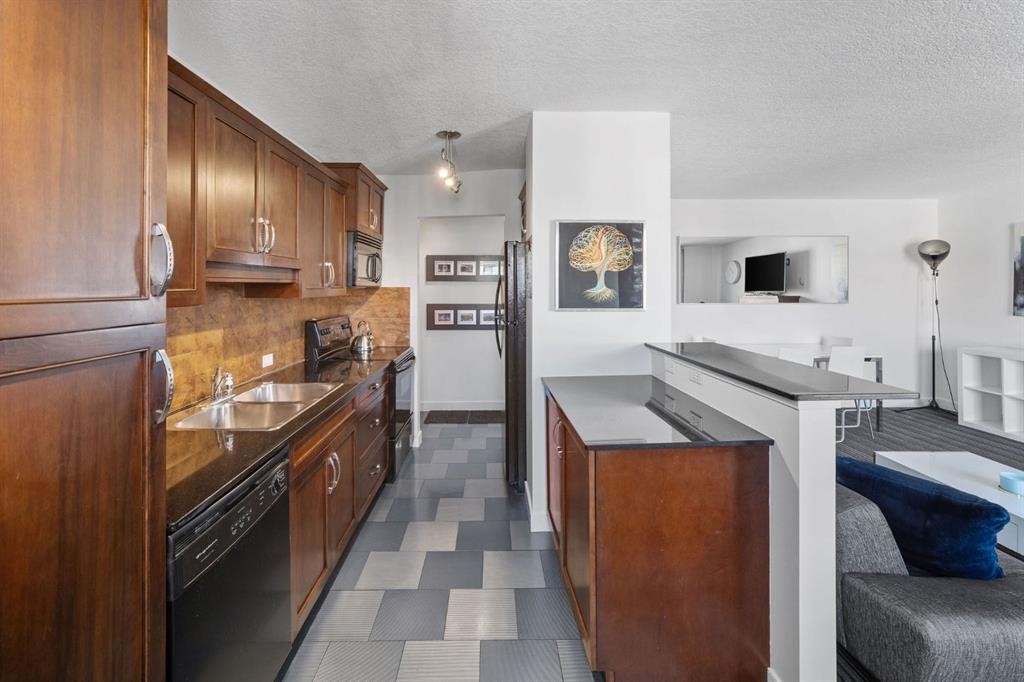 406-1420 Memorial Drive Nw, Calgary, AB - Indoor Photo Showing Kitchen With Double Sink