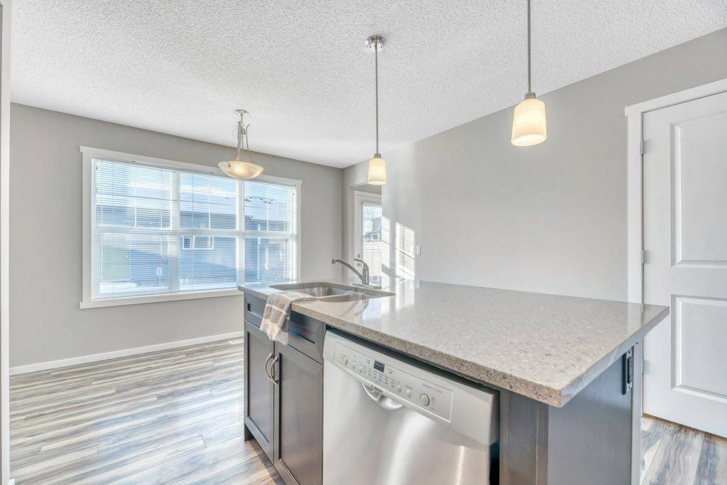 65 Marine Drive Se, Calgary, AB - Indoor Photo Showing Kitchen With Double Sink