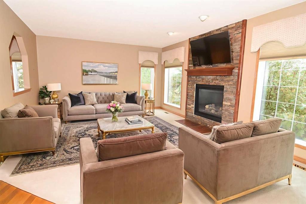 272166 Panorama Road, Rural Rocky View County, AB - Indoor Photo Showing Living Room With Fireplace