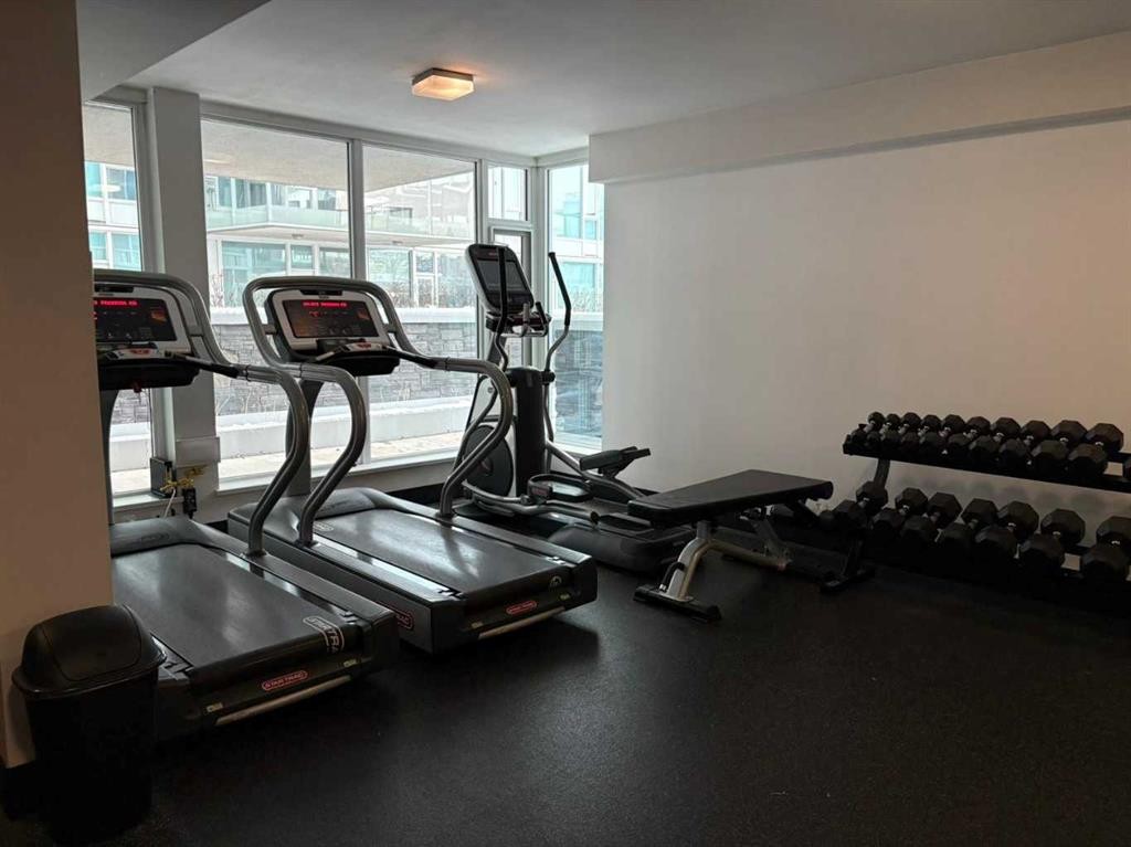 1903-519 Riverfront Avenue Se, Calgary, AB - Indoor Photo Showing Gym Room