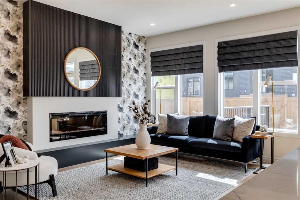 177 Mitchell Road Nw, Calgary, AB - Indoor Photo Showing Living Room With Fireplace