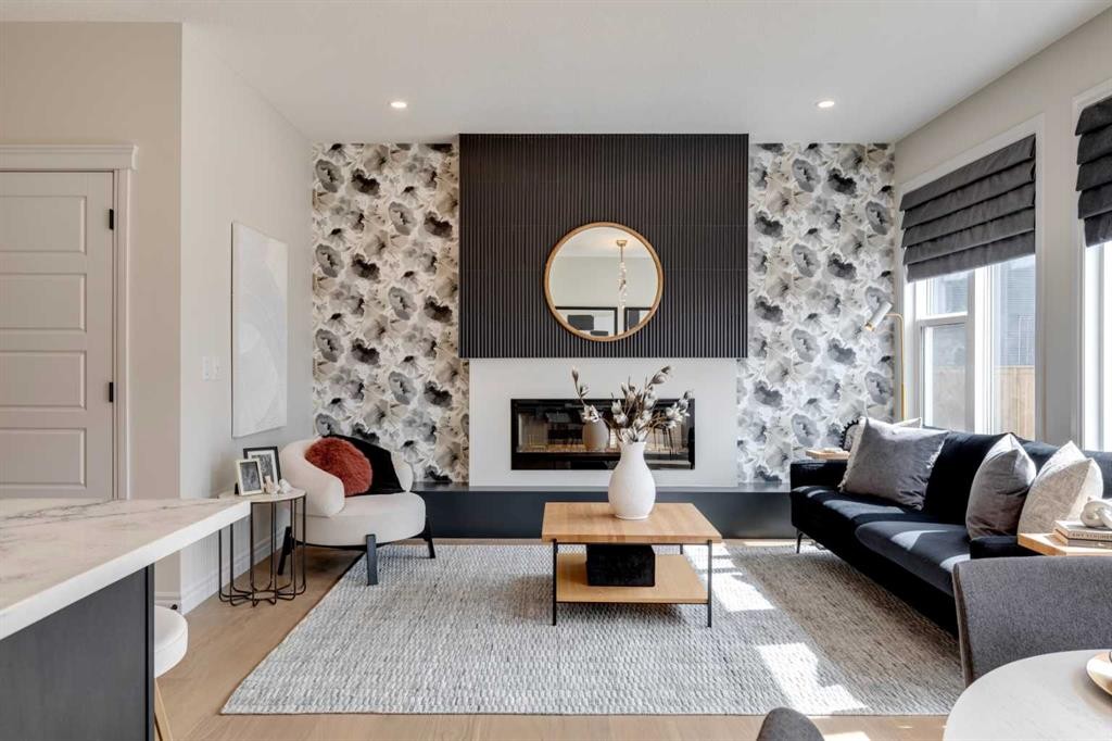 177 Mitchell Road Nw, Calgary, AB - Indoor Photo Showing Living Room With Fireplace