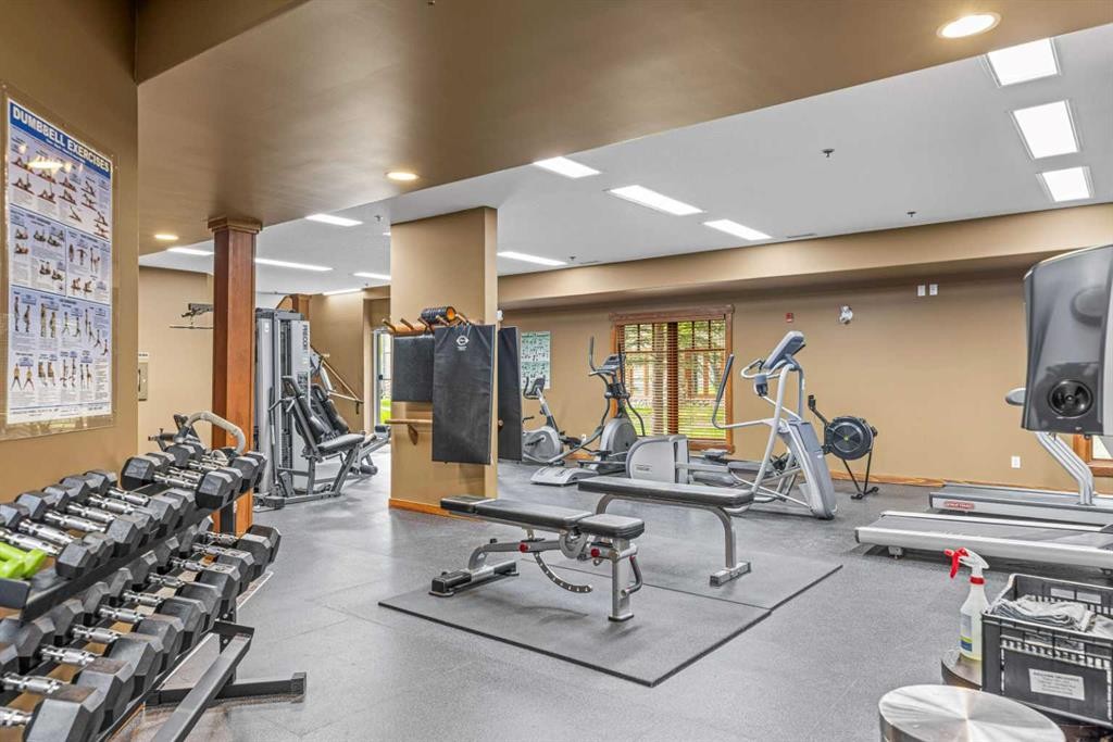 112-150 Crosbow Place, Canmore, AB - Indoor Photo Showing Gym Room