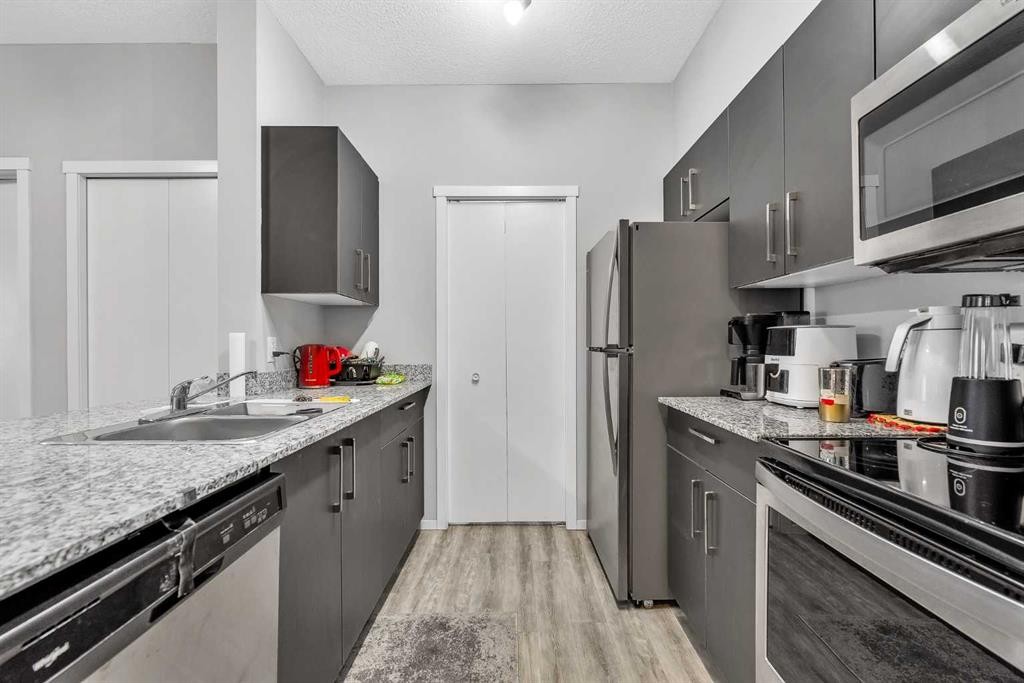 1613-4641 128 Avenue Ne, Calgary, AB - Indoor Photo Showing Kitchen With Double Sink