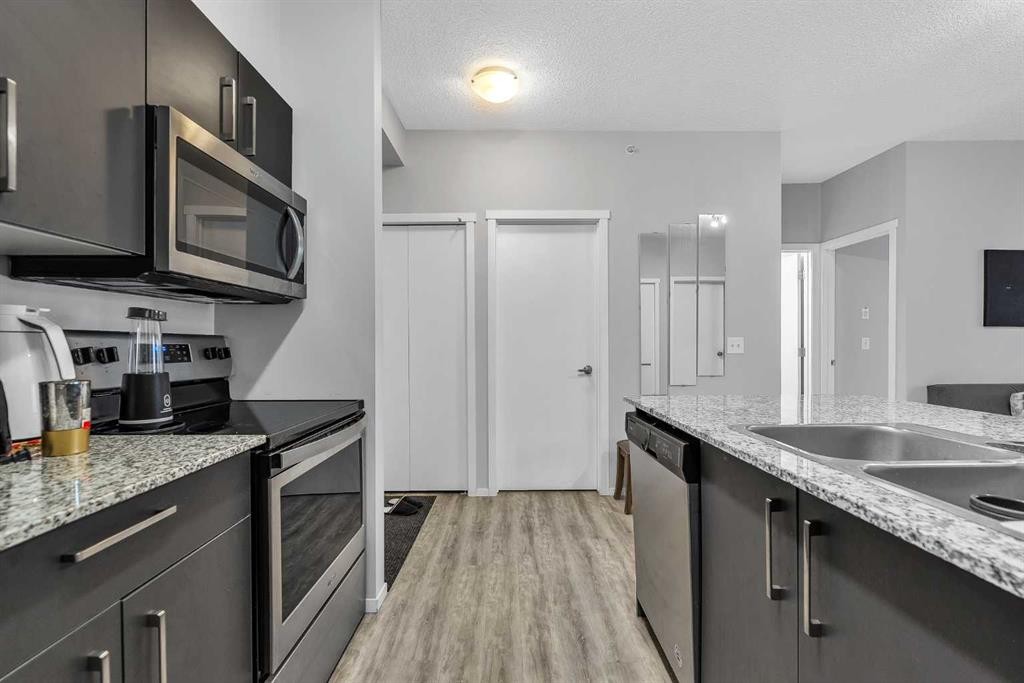 1613-4641 128 Avenue Ne, Calgary, AB - Indoor Photo Showing Kitchen With Double Sink With Upgraded Kitchen