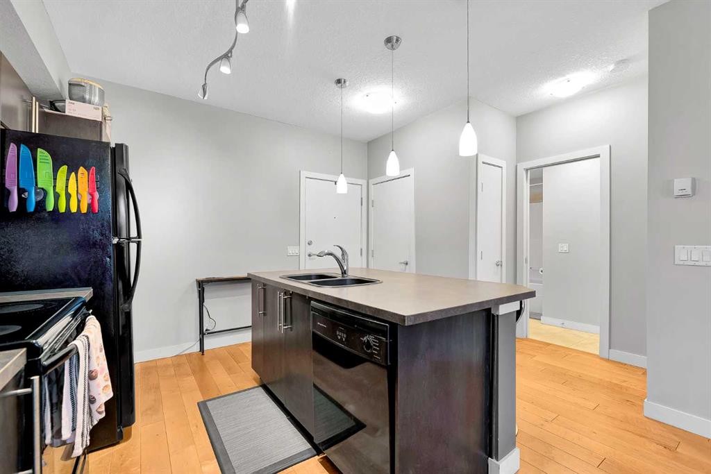 109-2307 14 Street Sw, Calgary, AB - Indoor Photo Showing Kitchen With Double Sink