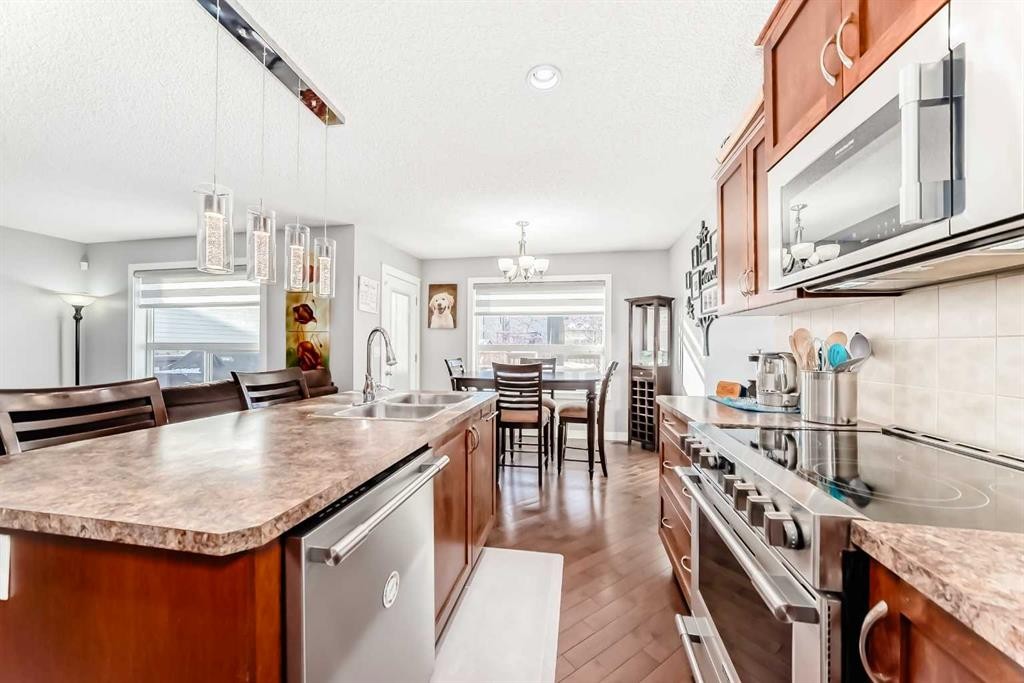 562 New Brighton Drive Se, Calgary, AB - Indoor Photo Showing Kitchen With Double Sink
