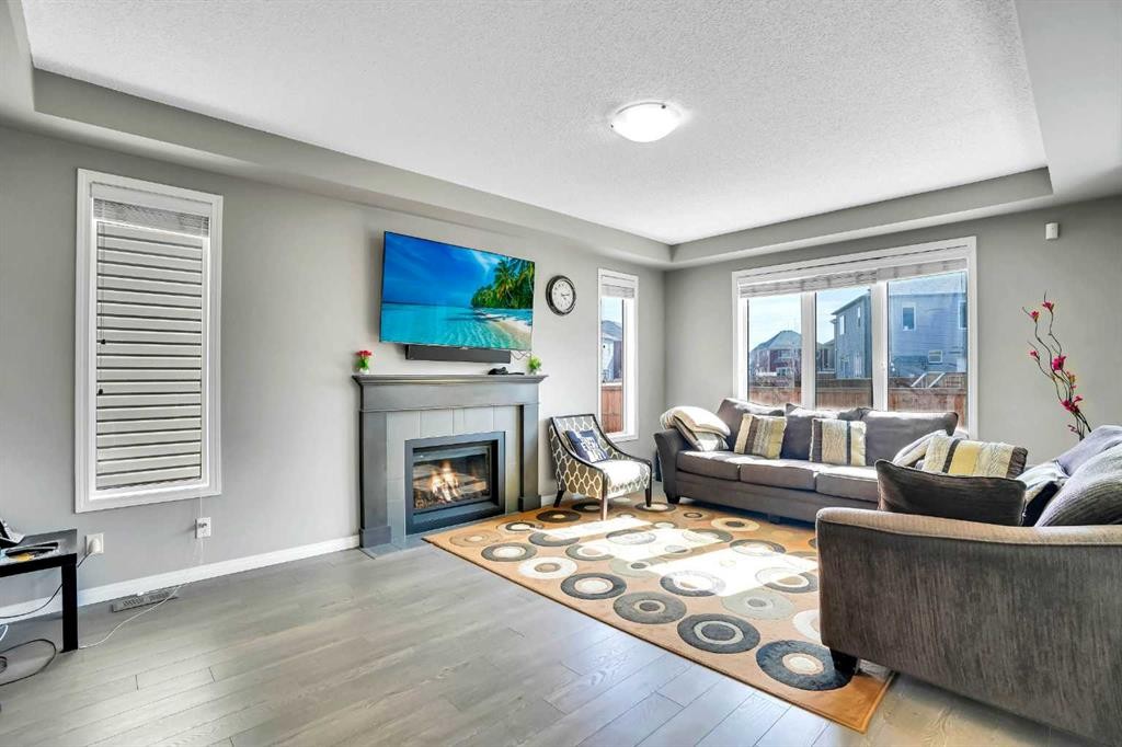76 Cityscape Grove Ne, Calgary, AB - Indoor Photo Showing Living Room With Fireplace