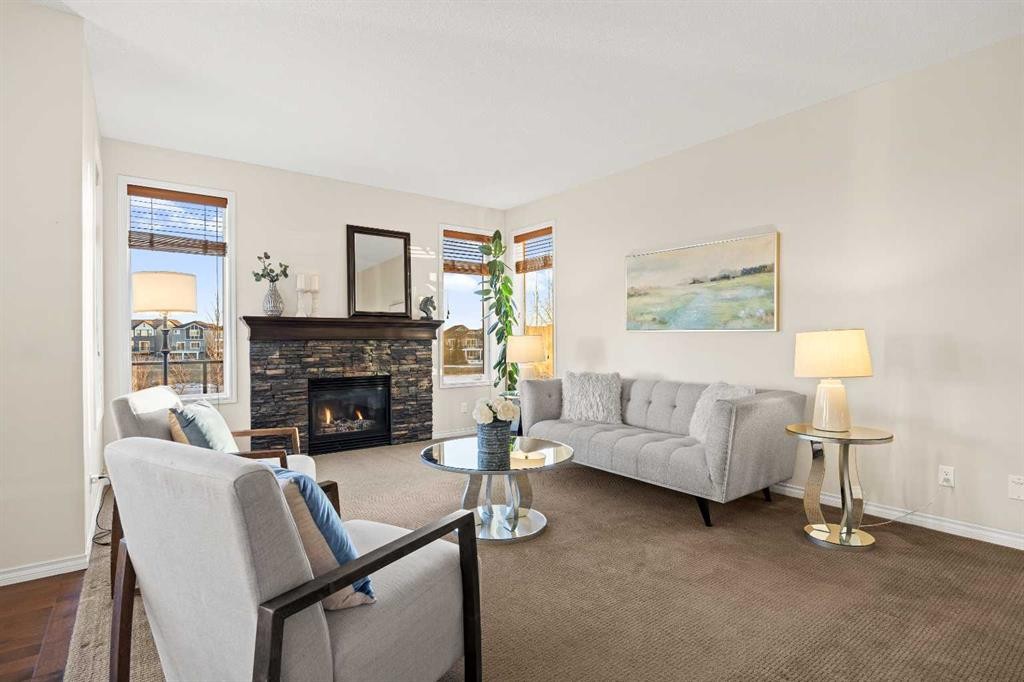 43 Ranchers Crescent, Okotoks, AB - Indoor Photo Showing Living Room With Fireplace