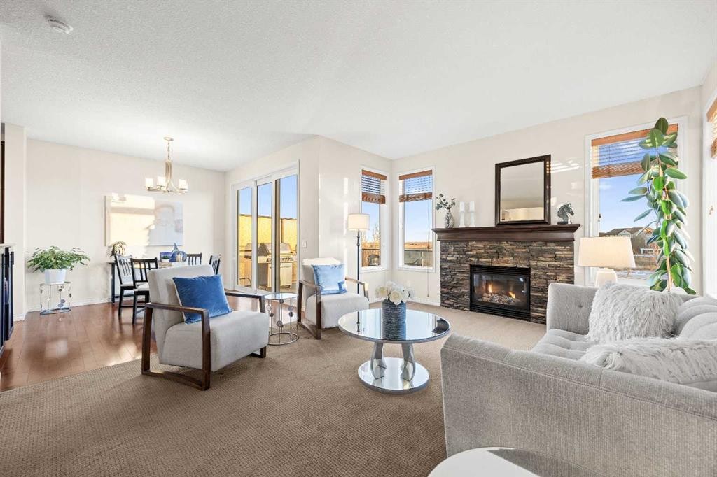 43 Ranchers Crescent, Okotoks, AB - Indoor Photo Showing Living Room With Fireplace