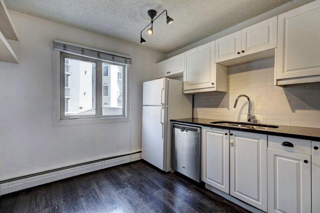 211-1335 12 Avenue Sw, Calgary, AB - Indoor Photo Showing Kitchen With Double Sink