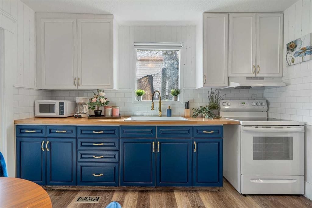 133 1 Street, Drumheller, AB - Indoor Photo Showing Kitchen With Double Sink