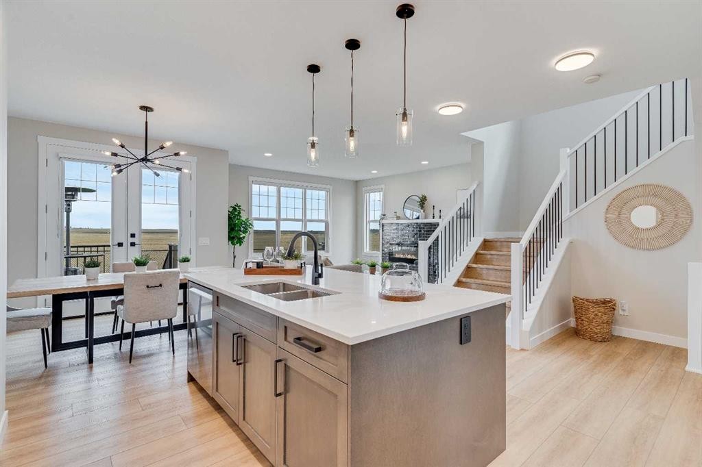 463 Kinniburgh Loop, Chestermere, AB - Indoor Photo Showing Kitchen With Double Sink With Upgraded Kitchen