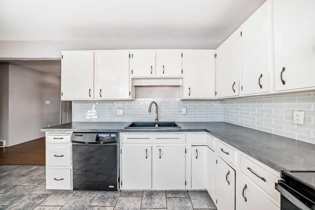 611 Meota Road Ne, Calgary, AB - Indoor Photo Showing Kitchen With Double Sink