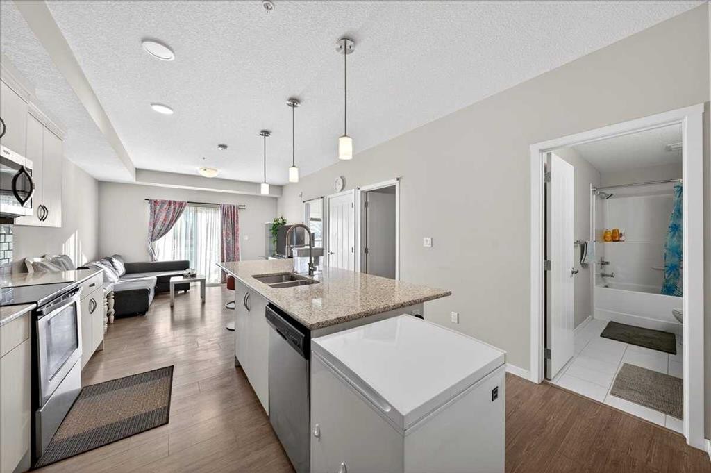 101-20 Seton Park Se, Calgary, AB - Indoor Photo Showing Kitchen With Double Sink With Upgraded Kitchen