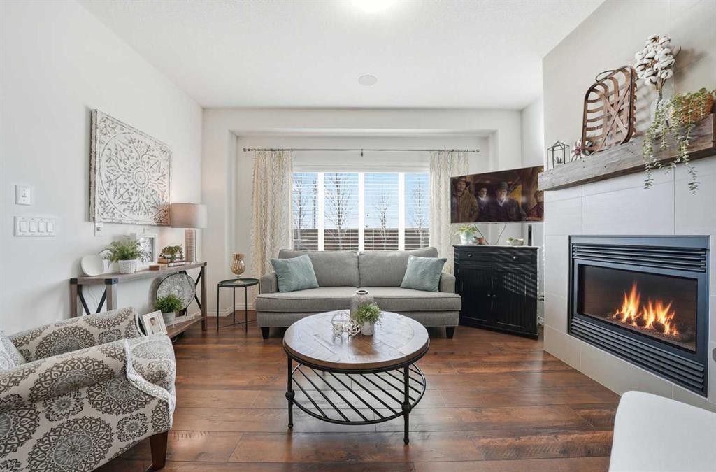 60 Walden Parade Se, Calgary, AB - Indoor Photo Showing Living Room With Fireplace