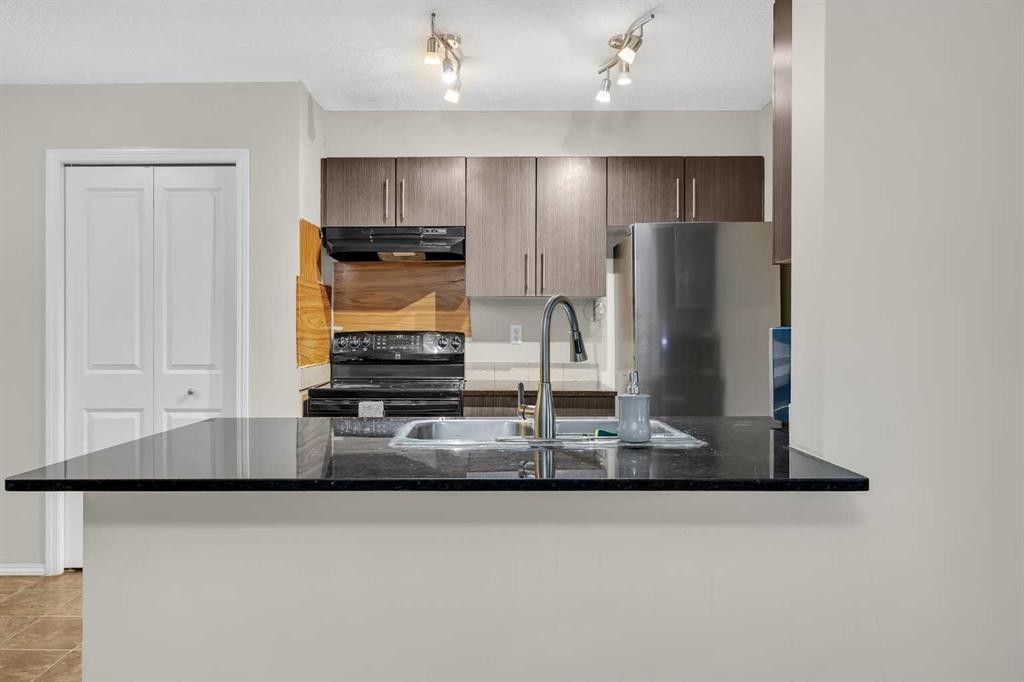 207-5 Saddlestone Way Ne, Calgary, AB - Indoor Photo Showing Kitchen With Double Sink