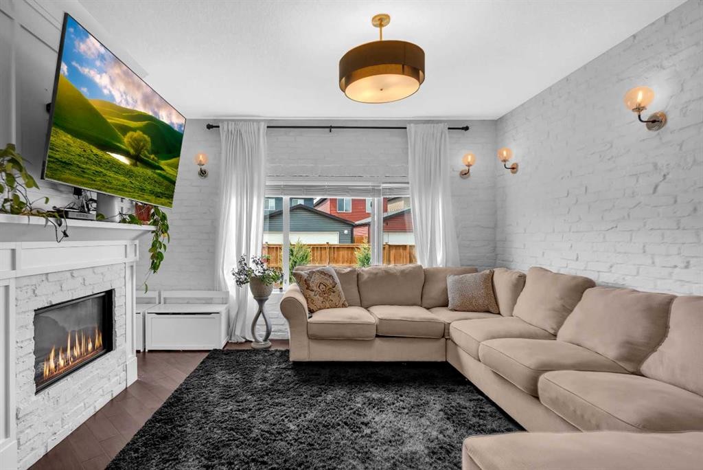 106 Cornerstone Circle Ne, Calgary, AB - Indoor Photo Showing Living Room With Fireplace