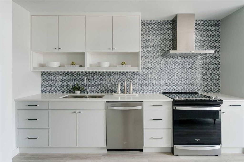 210-60 Water Cove Se, Calgary, AB - Indoor Photo Showing Kitchen With Double Sink With Upgraded Kitchen