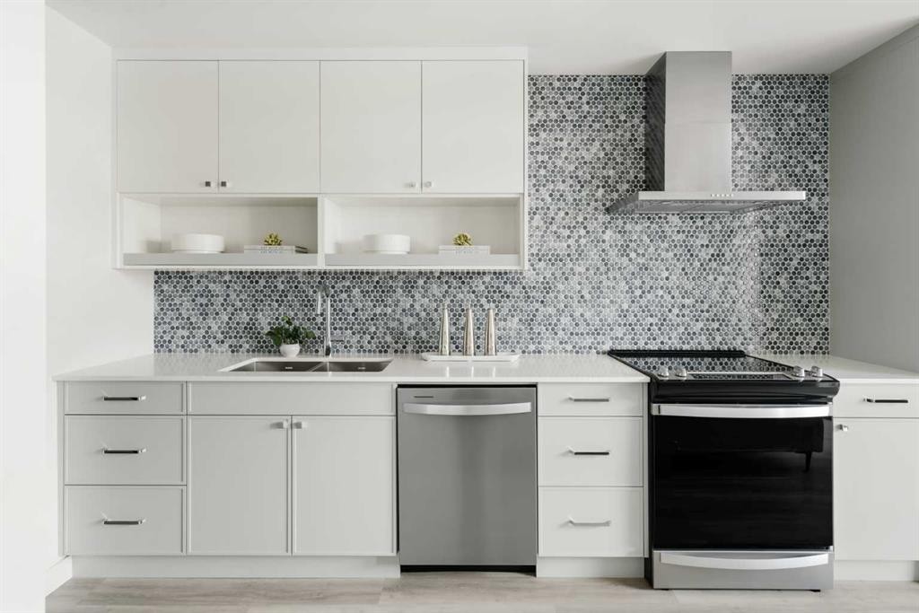 210-60 Water Cove Se, Calgary, AB - Indoor Photo Showing Kitchen With Double Sink With Upgraded Kitchen