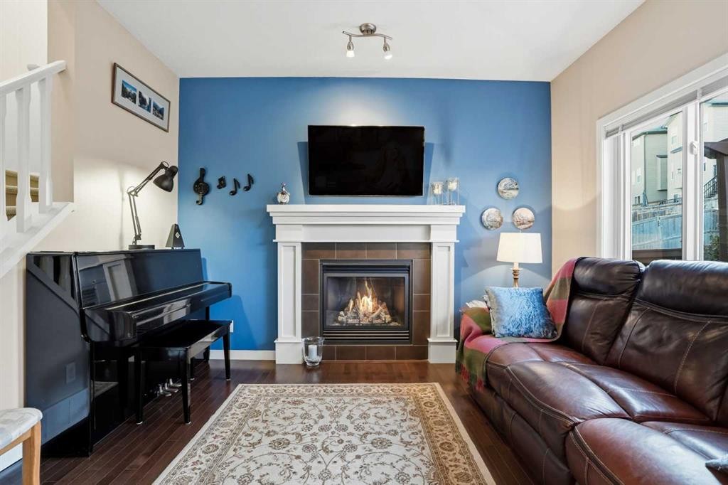 160 Sage Valley Circle Nw, Calgary, AB - Indoor Photo Showing Living Room With Fireplace