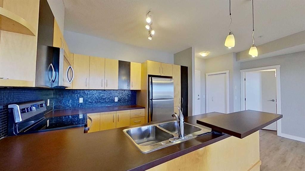 121-69 Springborough Court Sw, Calgary, AB - Indoor Photo Showing Kitchen With Double Sink