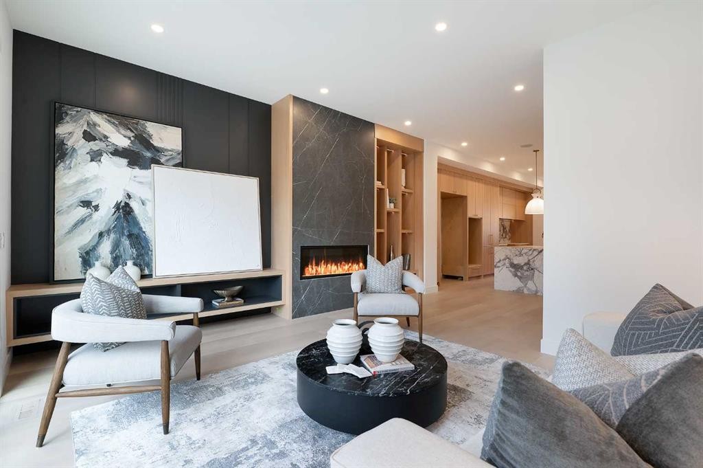 1807 Broadview Road Nw, Calgary, AB - Indoor Photo Showing Living Room With Fireplace