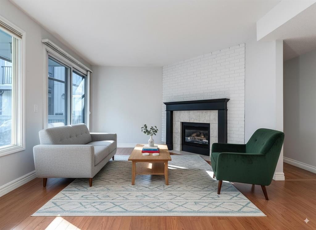 3-123 13 Avenue Ne, Calgary, AB - Indoor Photo Showing Living Room With Fireplace