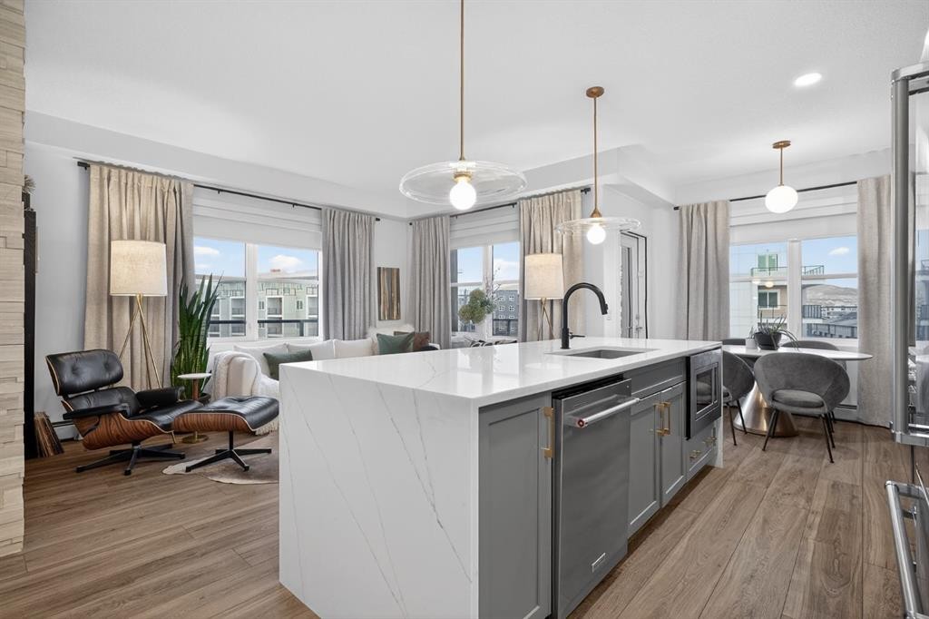 413-55 Wolf Hollow Crescent Se, Calgary, AB - Indoor Photo Showing Kitchen With Upgraded Kitchen