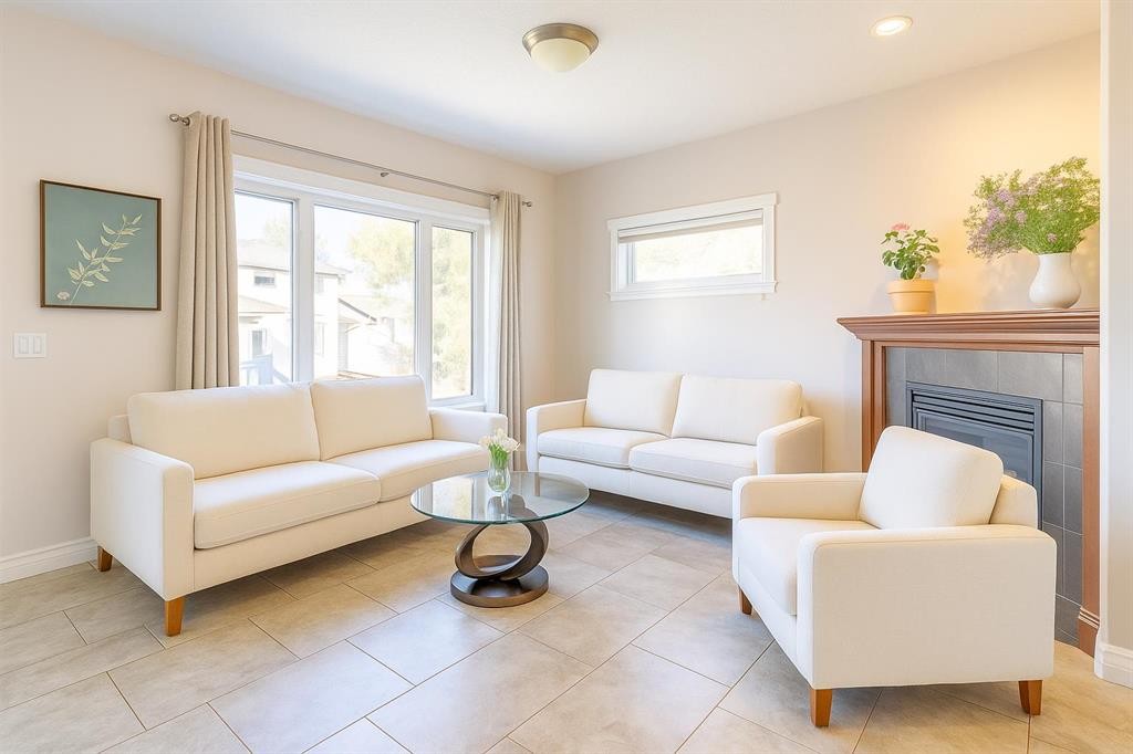 1421 40 Street Sw, Calgary, AB - Indoor Photo Showing Living Room With Fireplace
