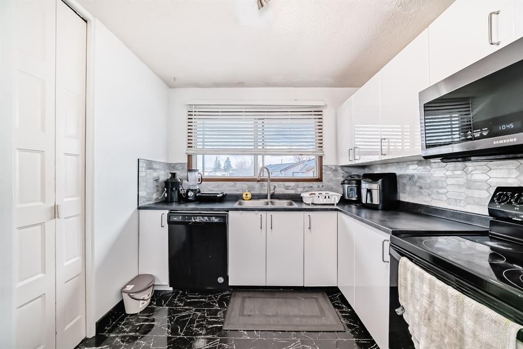 19 Malvern Place Ne, Calgary, AB - Indoor Photo Showing Kitchen With Double Sink
