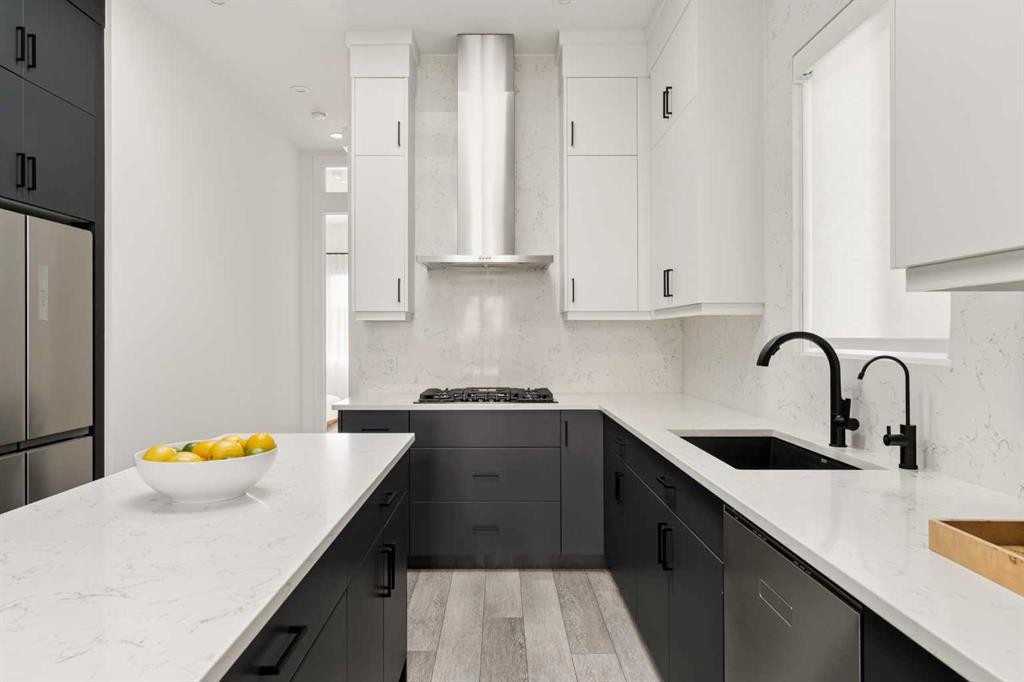 103 Haskayne Drive Nw, Calgary, AB - Indoor Photo Showing Kitchen With Upgraded Kitchen
