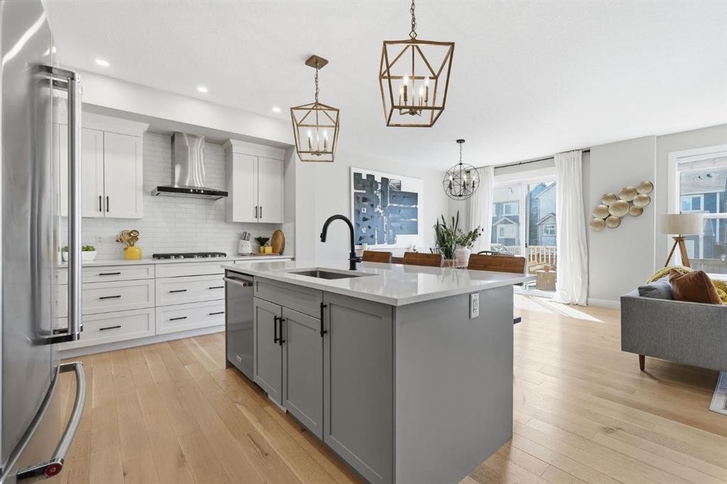 19 Masters Green Se, Calgary, AB - Indoor Photo Showing Kitchen With Upgraded Kitchen