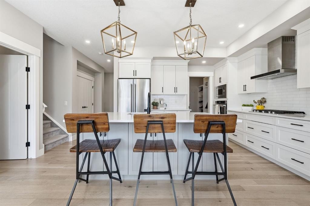 19 Masters Green Se, Calgary, AB - Indoor Photo Showing Kitchen With Stainless Steel Kitchen With Upgraded Kitchen