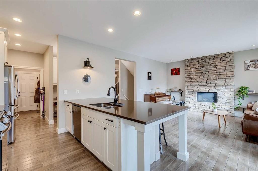 75 Masters Rise Se, Calgary, AB - Indoor With Fireplace