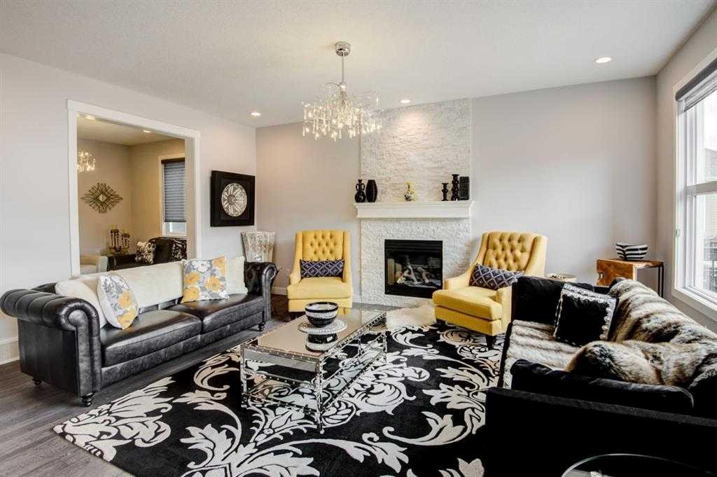 53 Sherwood Square Nw, Calgary, AB - Indoor Photo Showing Living Room With Fireplace